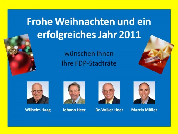 Frohe Weihnachten und ein erfolgreiches Jahr 2011