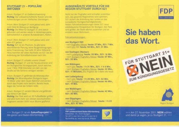 "Sie haben das Wort" - Flyer zu Stuttgart21