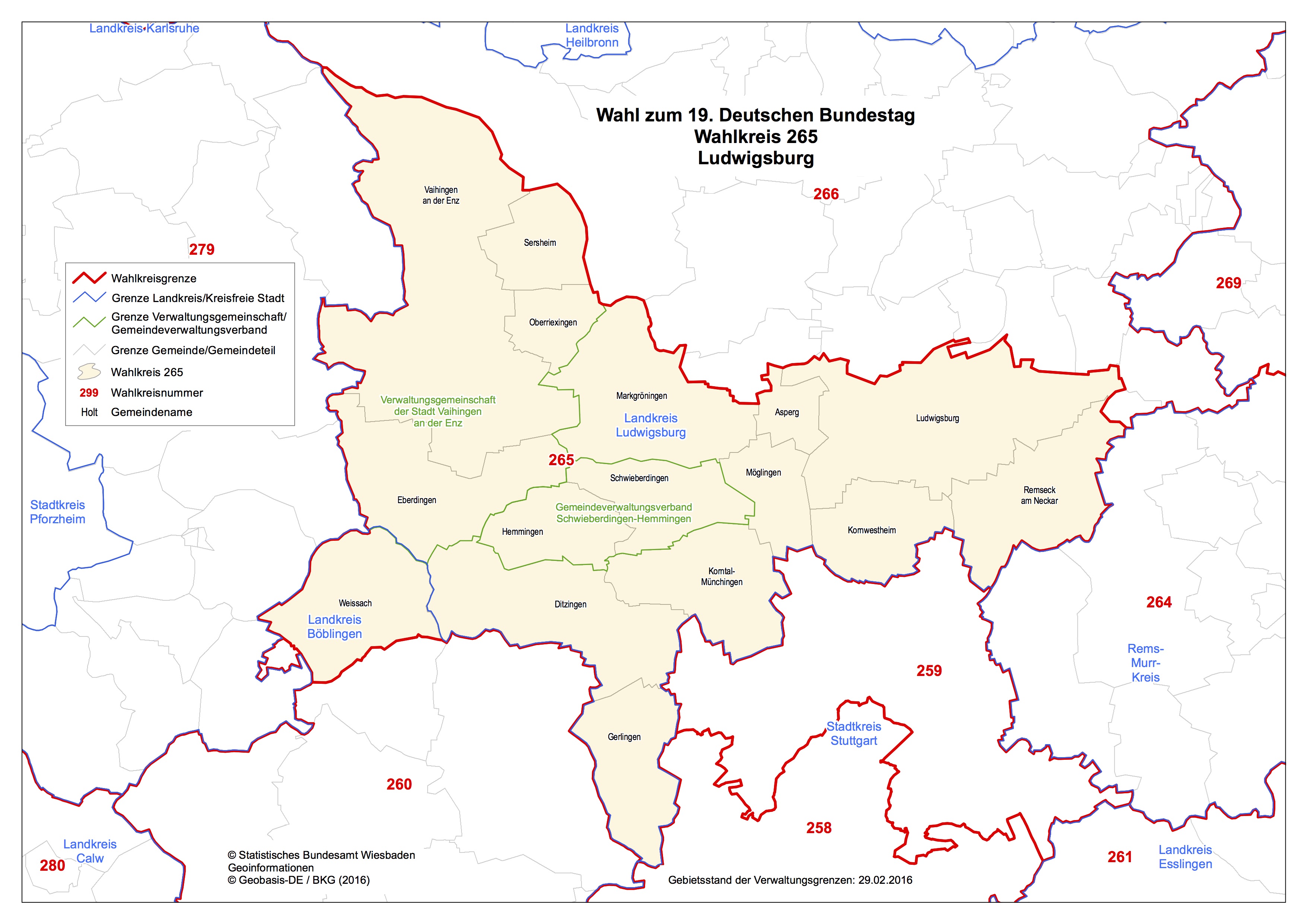 Bundestagswahl 2017 Wahlkreis 265 Ludwigsburg