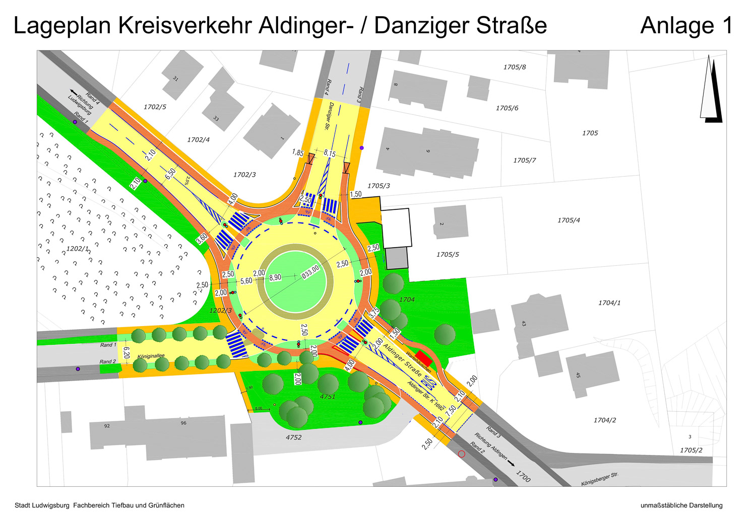 Anlage 1 zur Ratsvorlage der Stadt Ludwigsburg: die großzügigen Rodungen sind verzeichnet