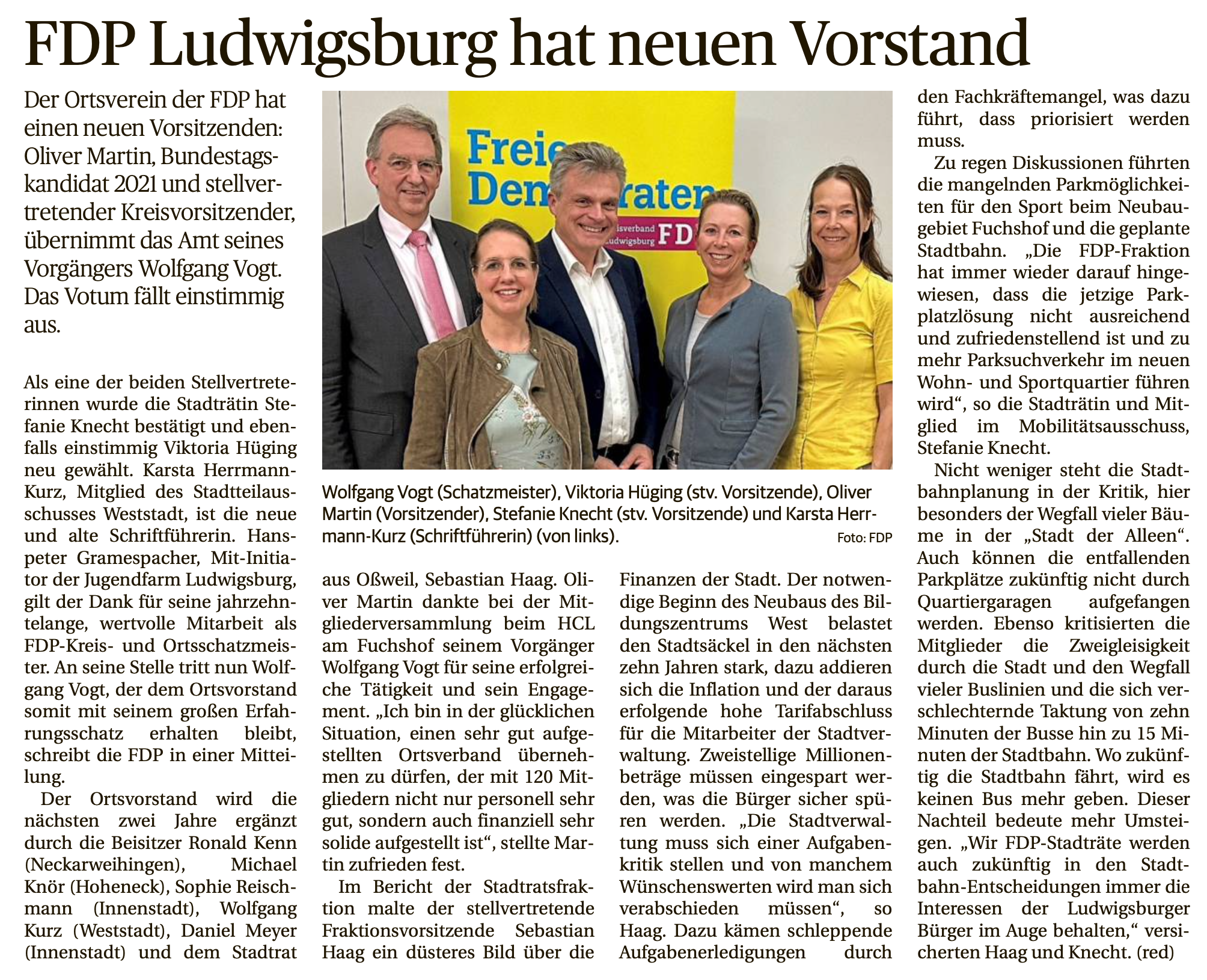 FDP Ludwigsburg hat neuen Vorstand